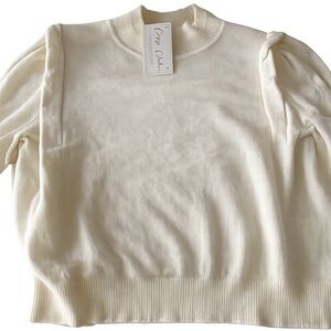 Winter Cream Ruffle Front Boutique Sweater - Women’s Large